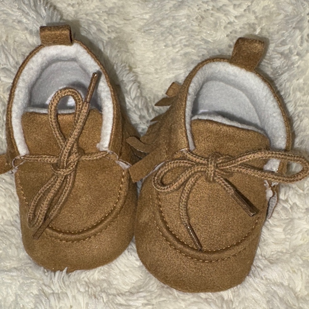 Cozy Tan Kids Moccasins